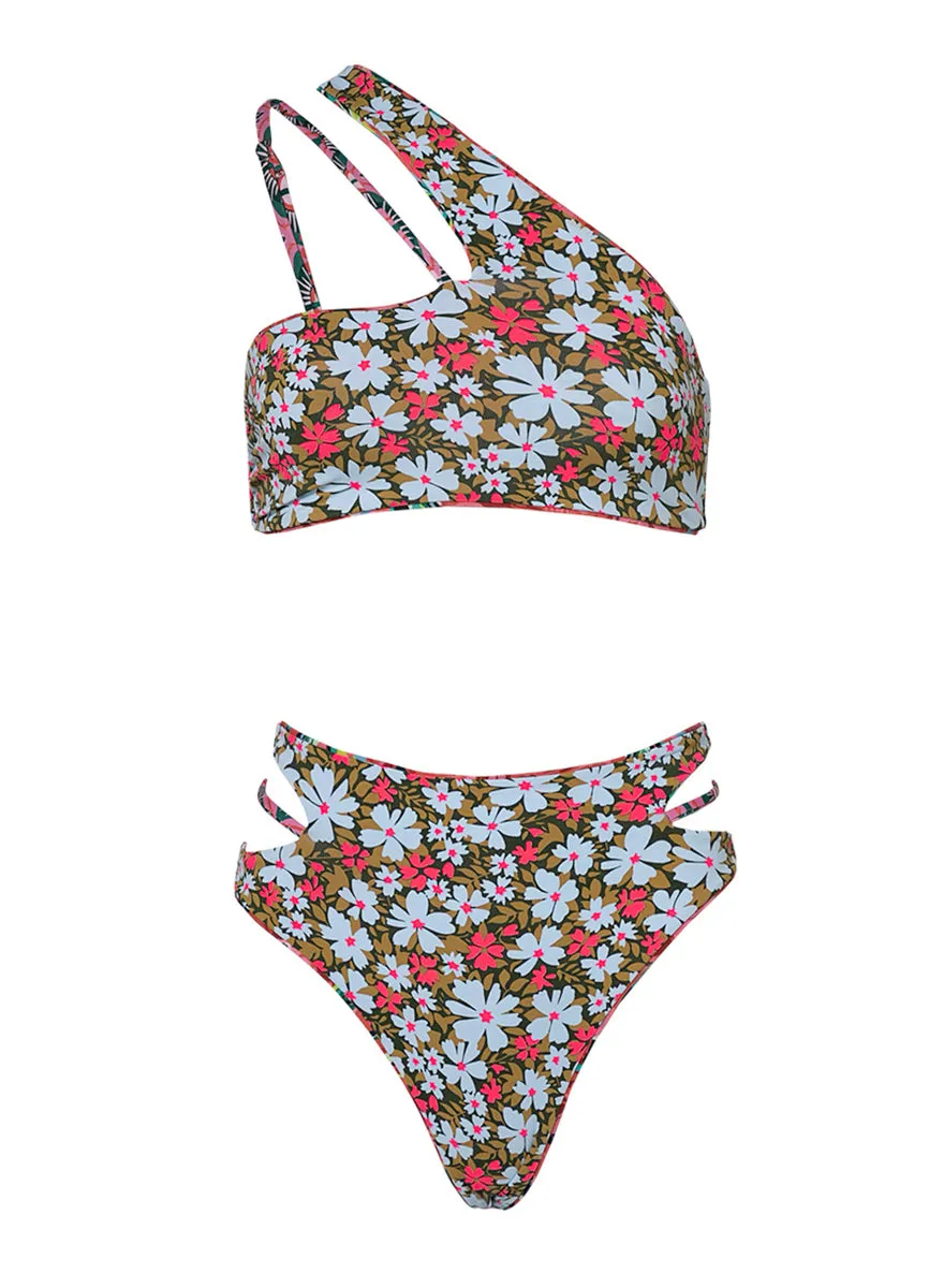 Maaji Flame Palms Maca One Shoulder Bikini Top