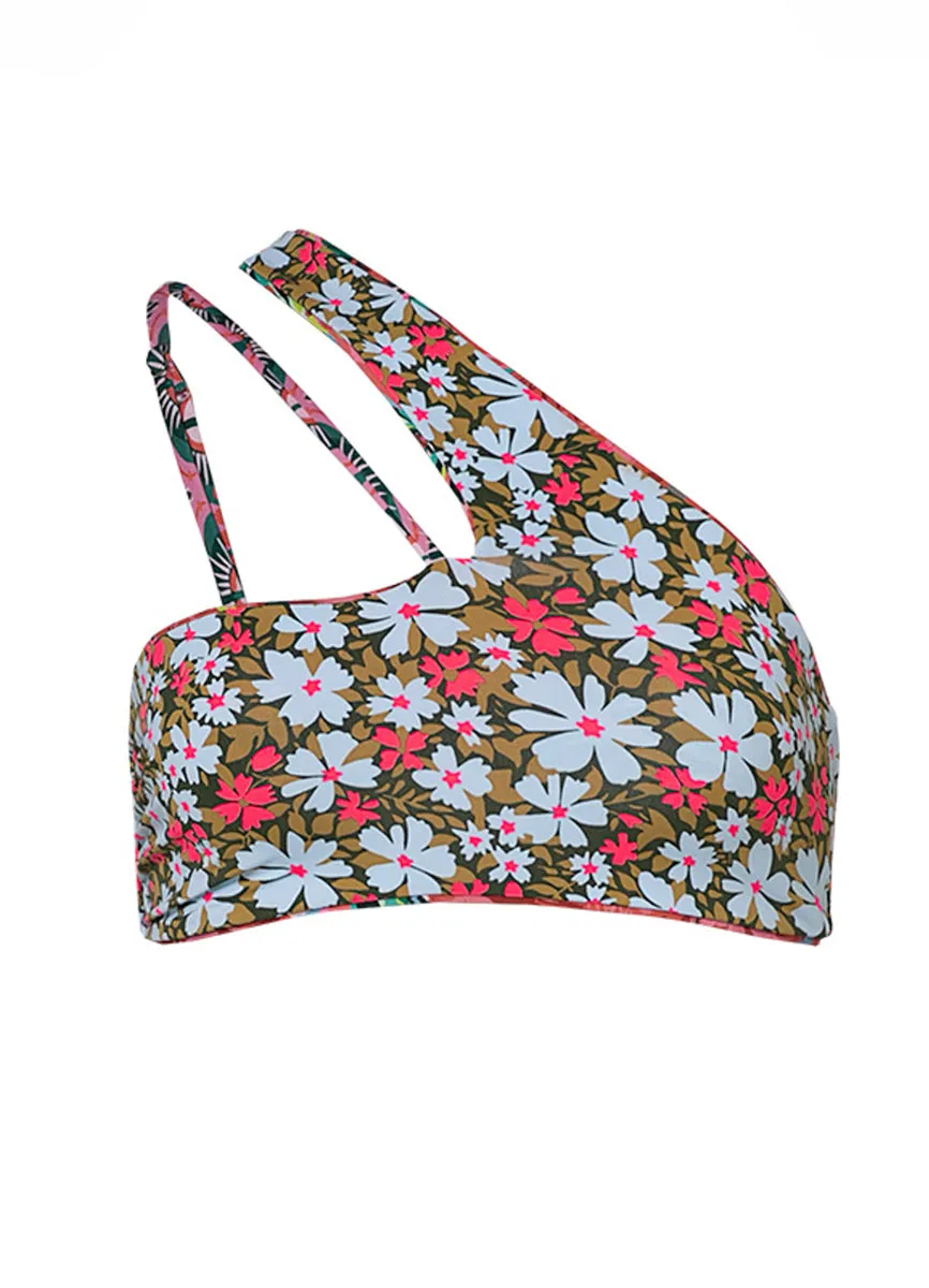 Maaji Flame Palms Maca One Shoulder Bikini Top