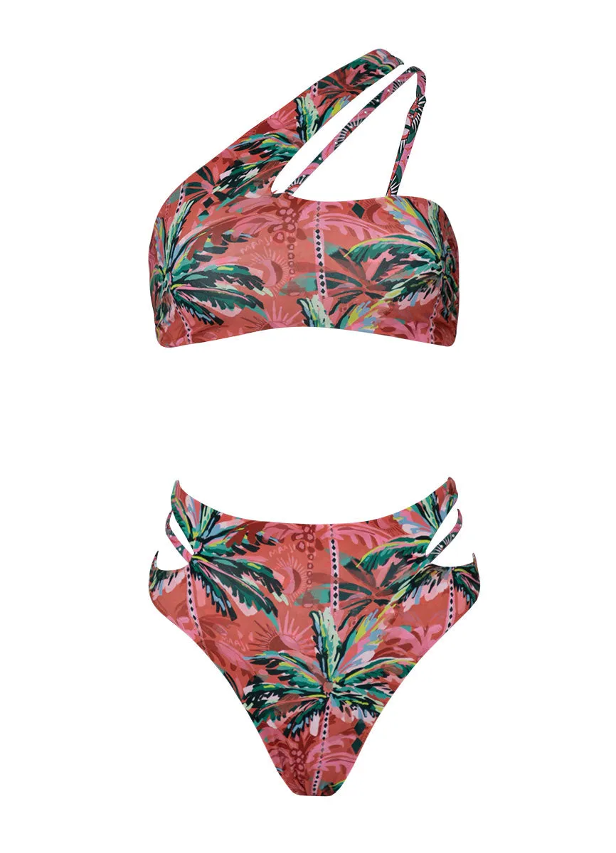 Maaji Flame Palms Maca One Shoulder Bikini Top