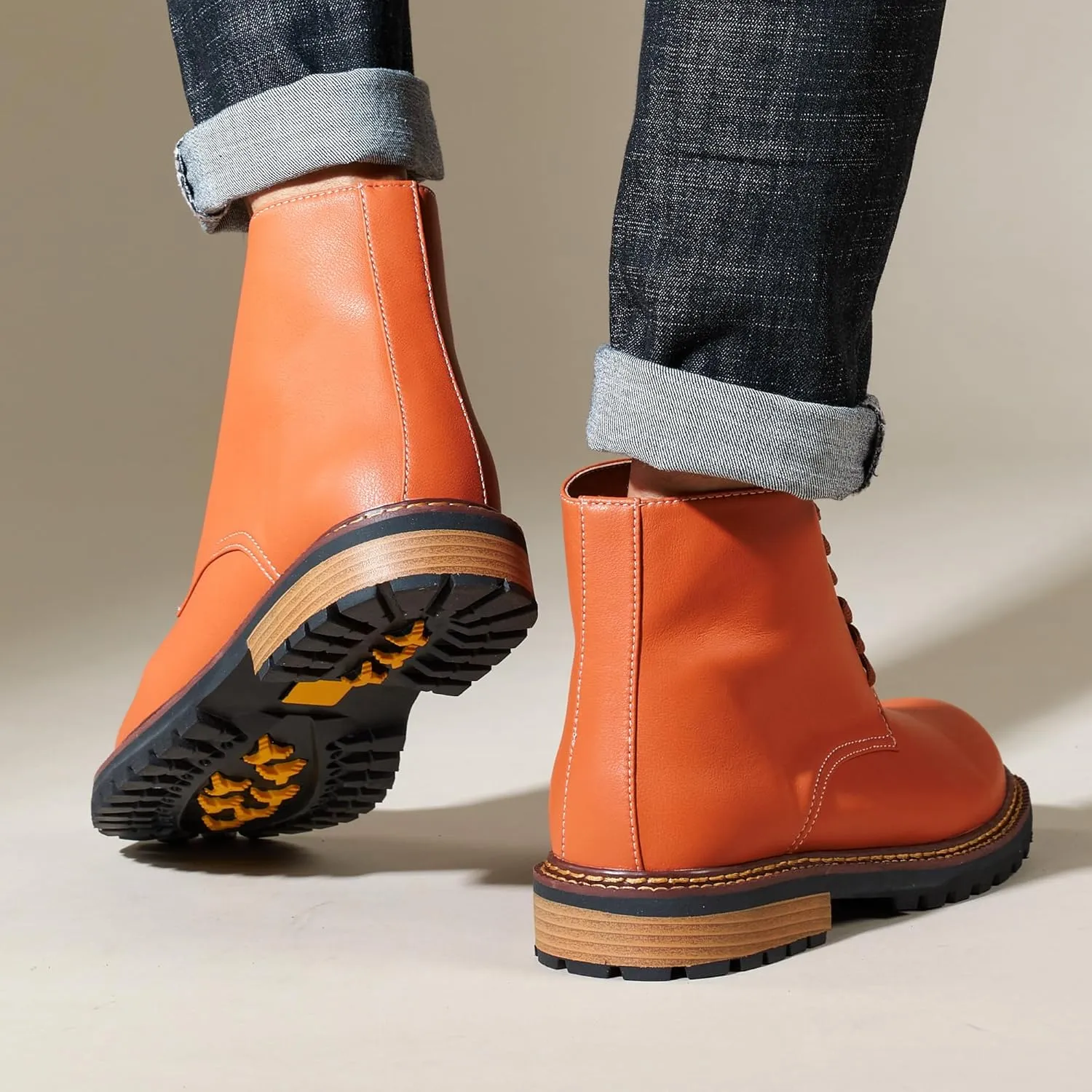 Men Leather Boots Plus Size High Top Oxford Dress Boots Leather Chukka Ankle Boot Business Shoes for Men