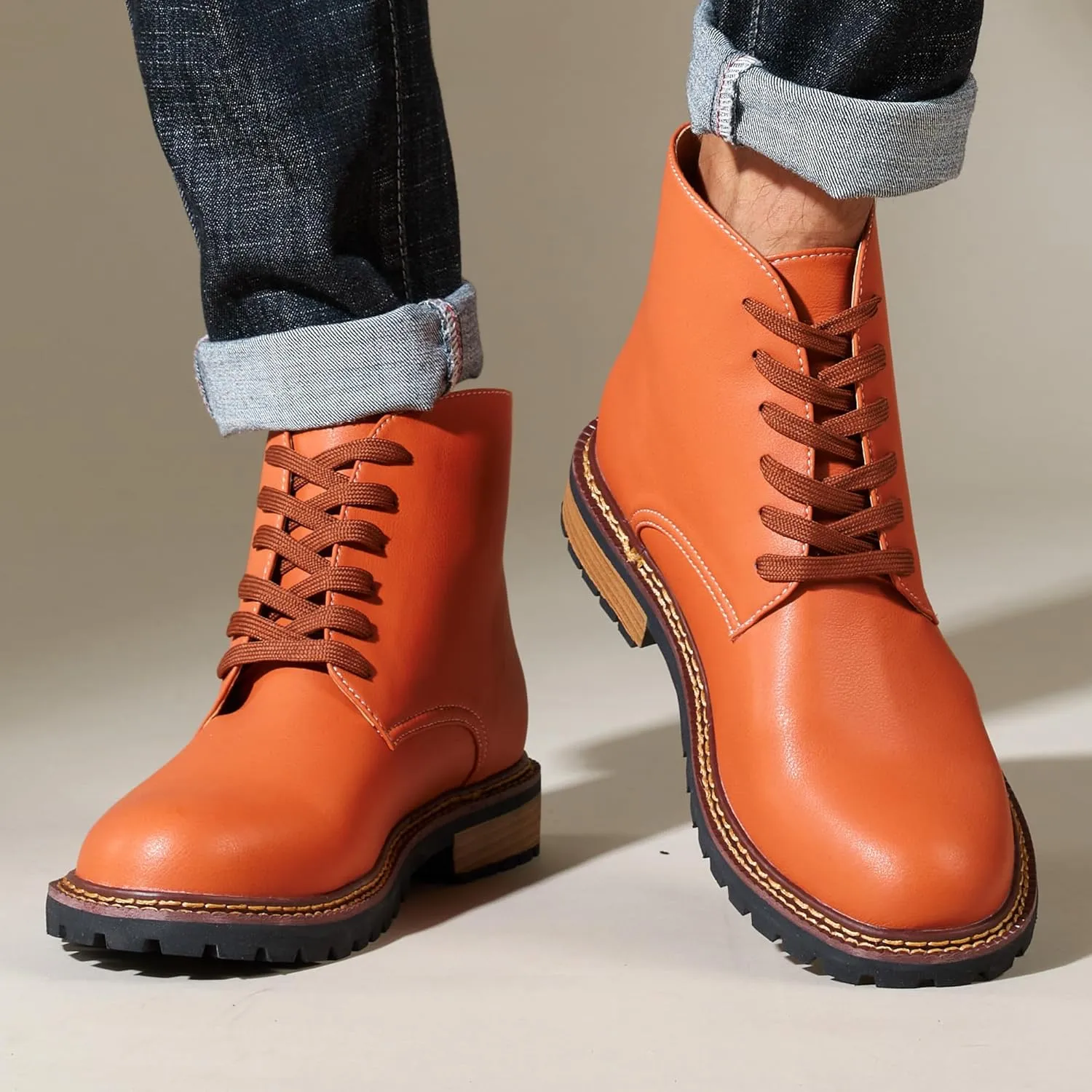 Men Leather Boots Plus Size High Top Oxford Dress Boots Leather Chukka Ankle Boot Business Shoes for Men