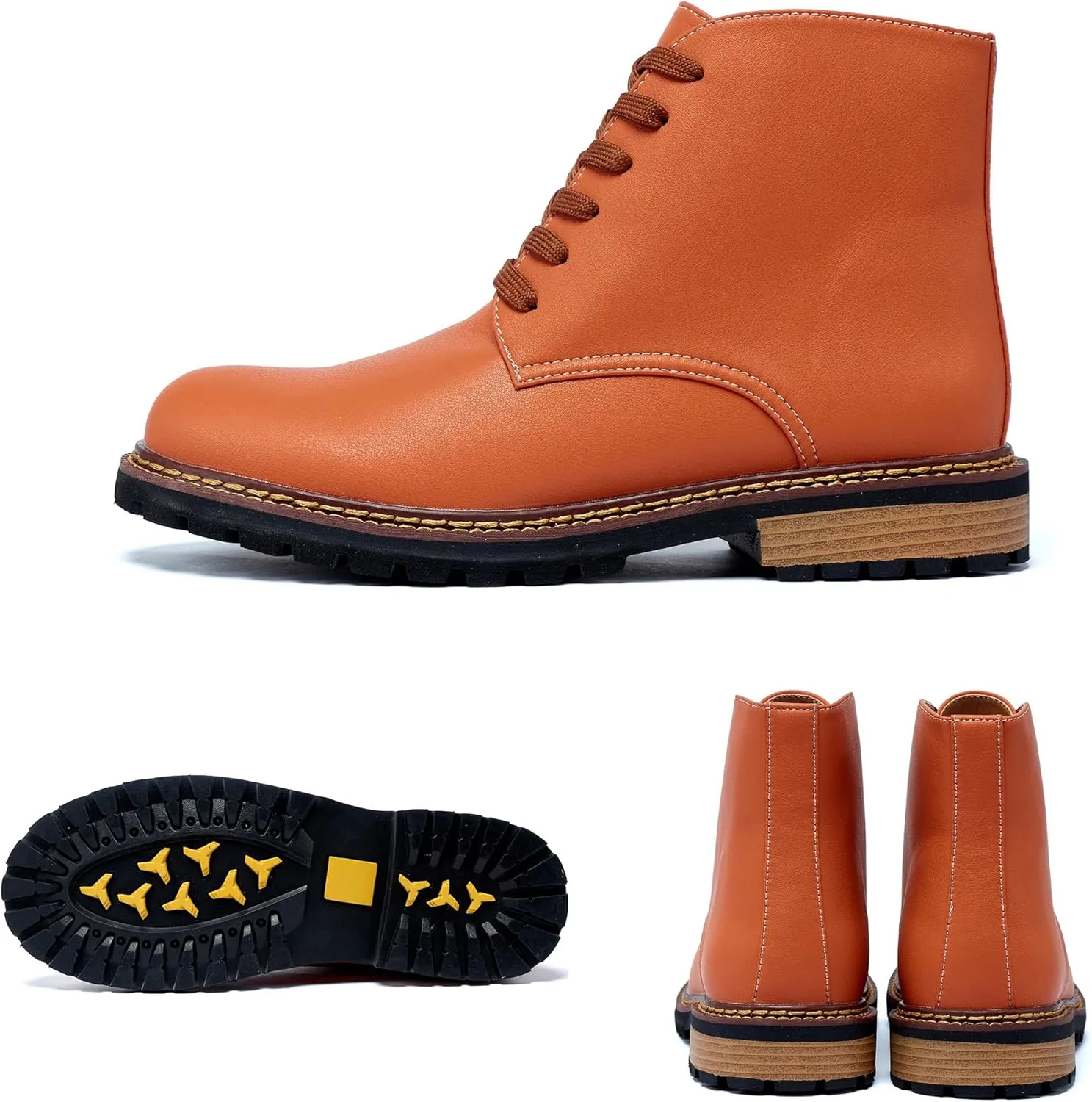 Men Leather Boots Plus Size High Top Oxford Dress Boots Leather Chukka Ankle Boot Business Shoes for Men