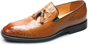 Mens Loafers Casual Dress Slip On Leather Tassel Loafers Fashion Wedding Tuxedo Formal Walking Shoes for Men