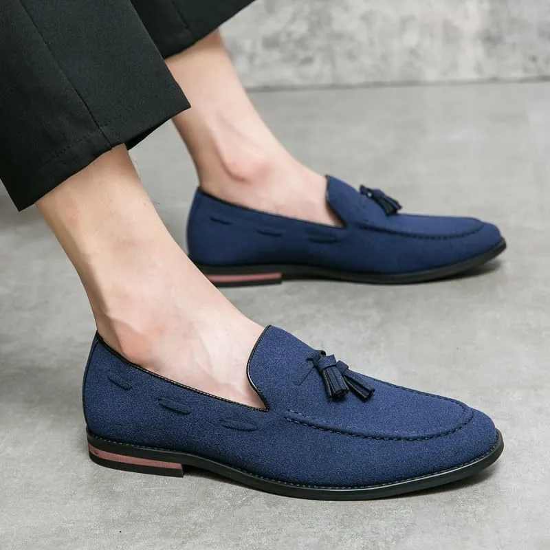Men's Loafers Round Toe Suede Vamp with Tassel Loafer Shoes Lightweight Comfortable Slip Resistant Walking Slip-on