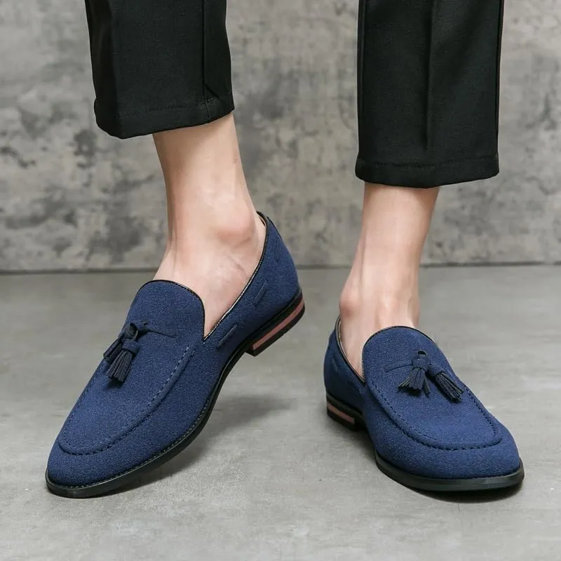 Men's Loafers Round Toe Suede Vamp with Tassel Loafer Shoes Lightweight Comfortable Slip Resistant Walking Slip-on