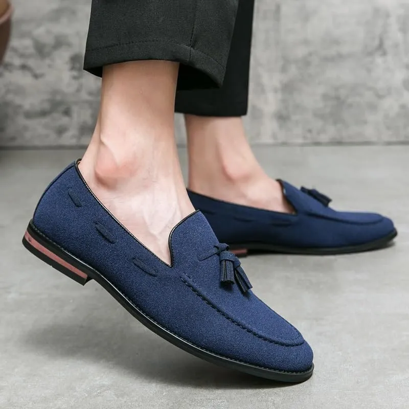 Men's Loafers Round Toe Suede Vamp with Tassel Loafer Shoes Lightweight Comfortable Slip Resistant Walking Slip-on