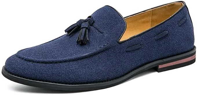 Men's Loafers Round Toe Suede Vamp with Tassel Loafer Shoes Lightweight Comfortable Slip Resistant Walking Slip-on