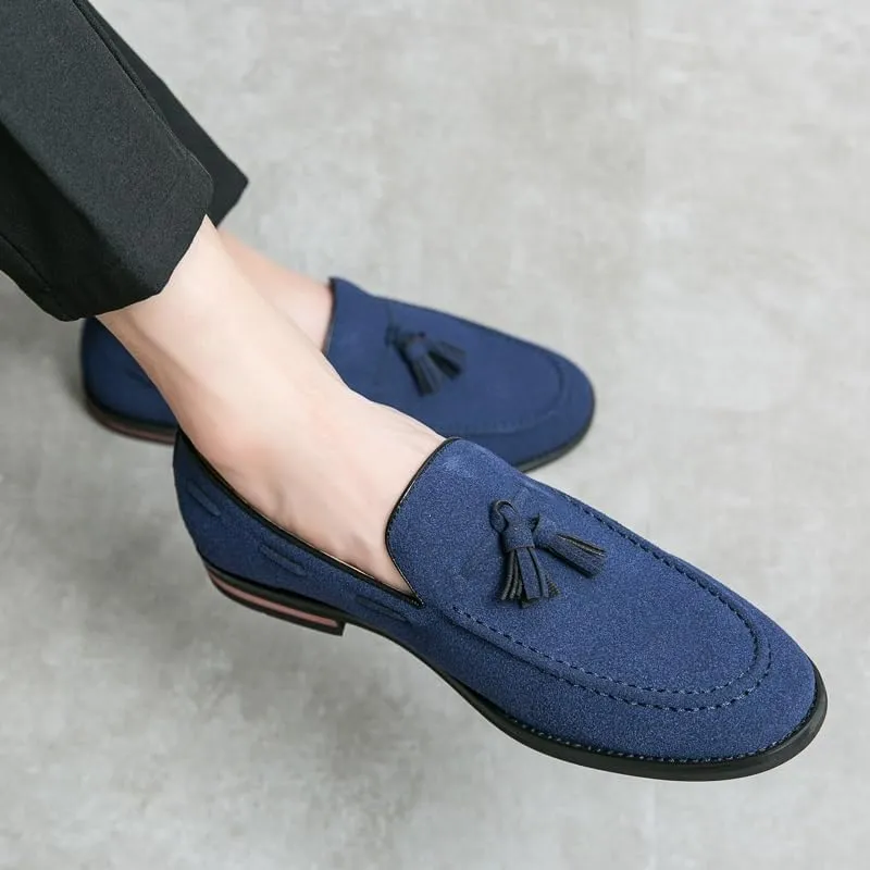 Men's Loafers Round Toe Suede Vamp with Tassel Loafer Shoes Lightweight Comfortable Slip Resistant Walking Slip-on