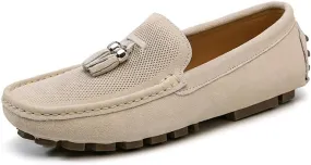 Mens Loafers Shoe Round Toe Faux Leather with Tassel Driving Style Loafer Anti-Slip Flexible Flat Heel Outdoor Slip-ons