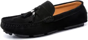 Mens Loafers Shoe Round Toe Solid Color with Tassel Suede Vamp Driving Loafers Anti-Slip Lightweight Comfortable Wedding Outdoor Slip-on