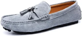 Mens Loafers Shoe Round Toe Solid Color with Tassel Suede Vamp Driving Loafers Anti-Slip Lightweight Comfortable Wedding Outdoor Slip-on