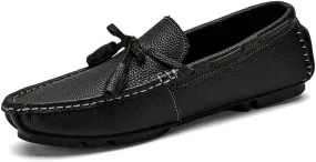 Men's Loafers Shoes Round Toe Tassel PU Leather Slip Resistant Flat Heel Flexible Prom Slip-on