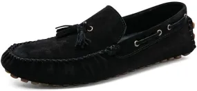 Men's Loafers Shoes Solid Color Round Toe Suede Vamp Tassel Driving Shoes Comfortable Slip Resistant Anti-Slip Fashion Slip-on
