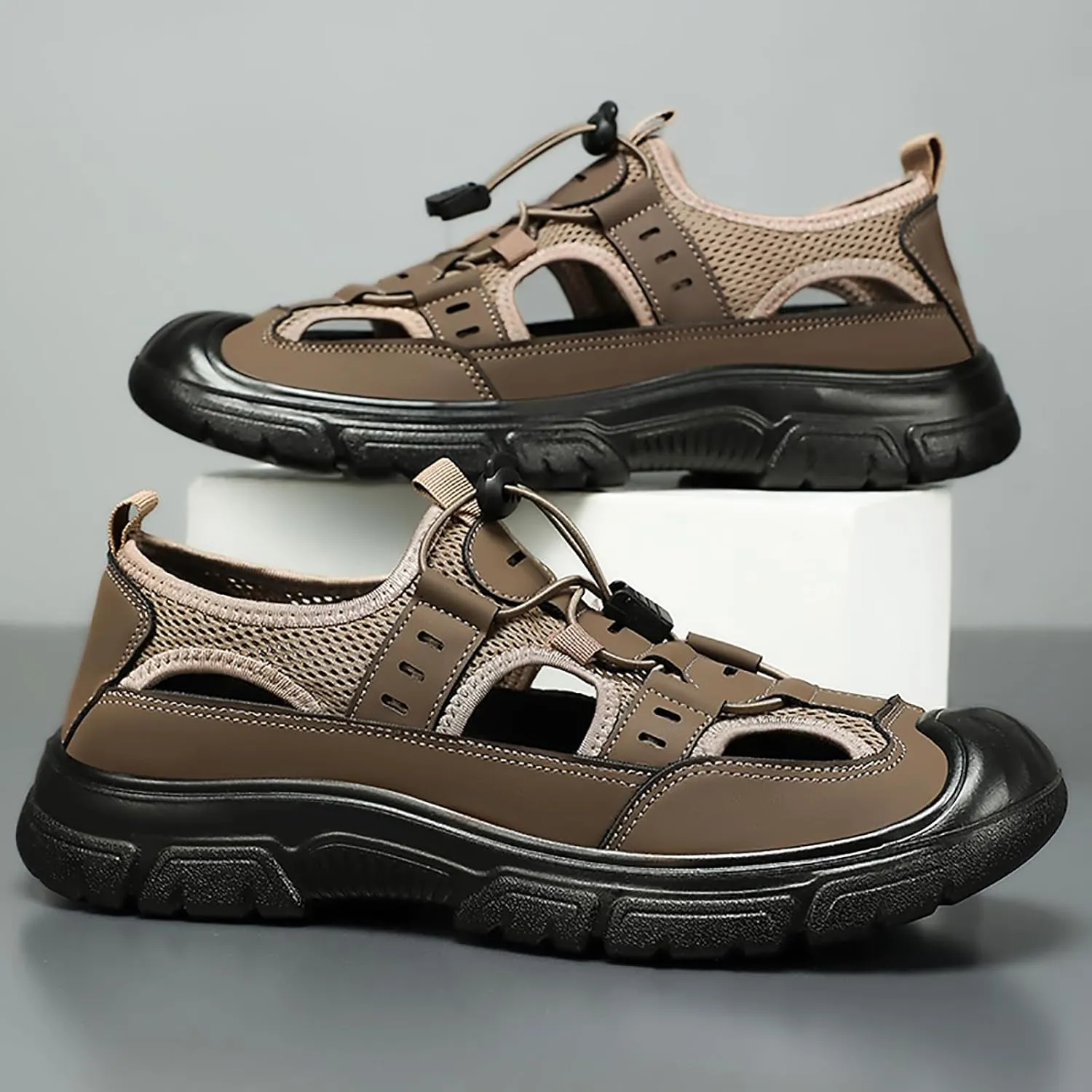 Men's Sport Hiking Sandals Outdoor Hiking Closed Toe Outdoor Athletic Walking Sandal for Lightweight Summer Beach Water Shoes