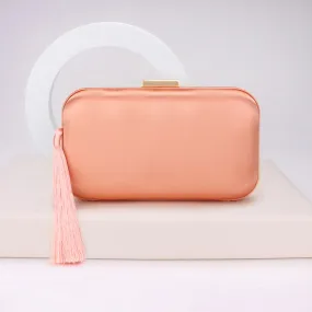 Peach Tassel Pointed Solid Clutch / Crossbody Bag