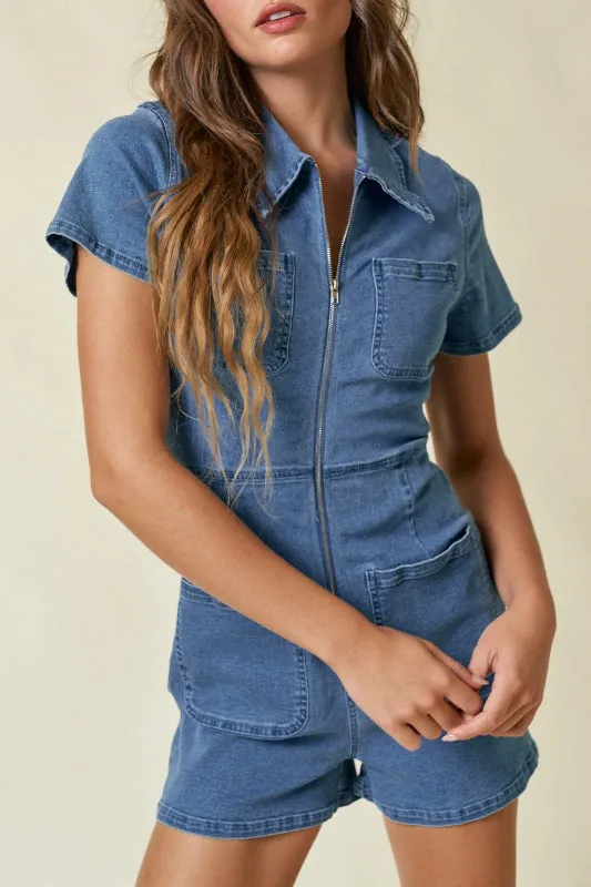 penny romper - denim