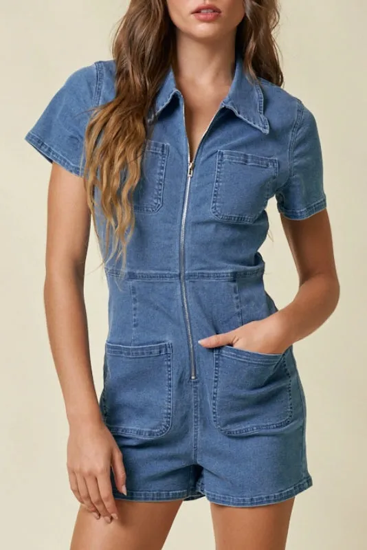 penny romper - denim