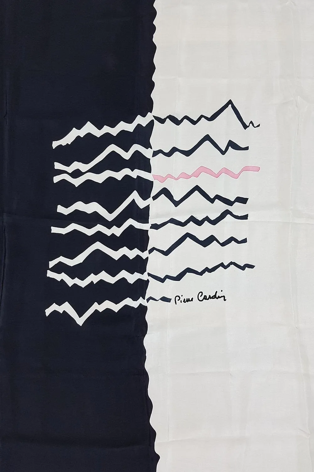 PIERRE CARDIN Geometric Black White and Pink Scarf 94cm