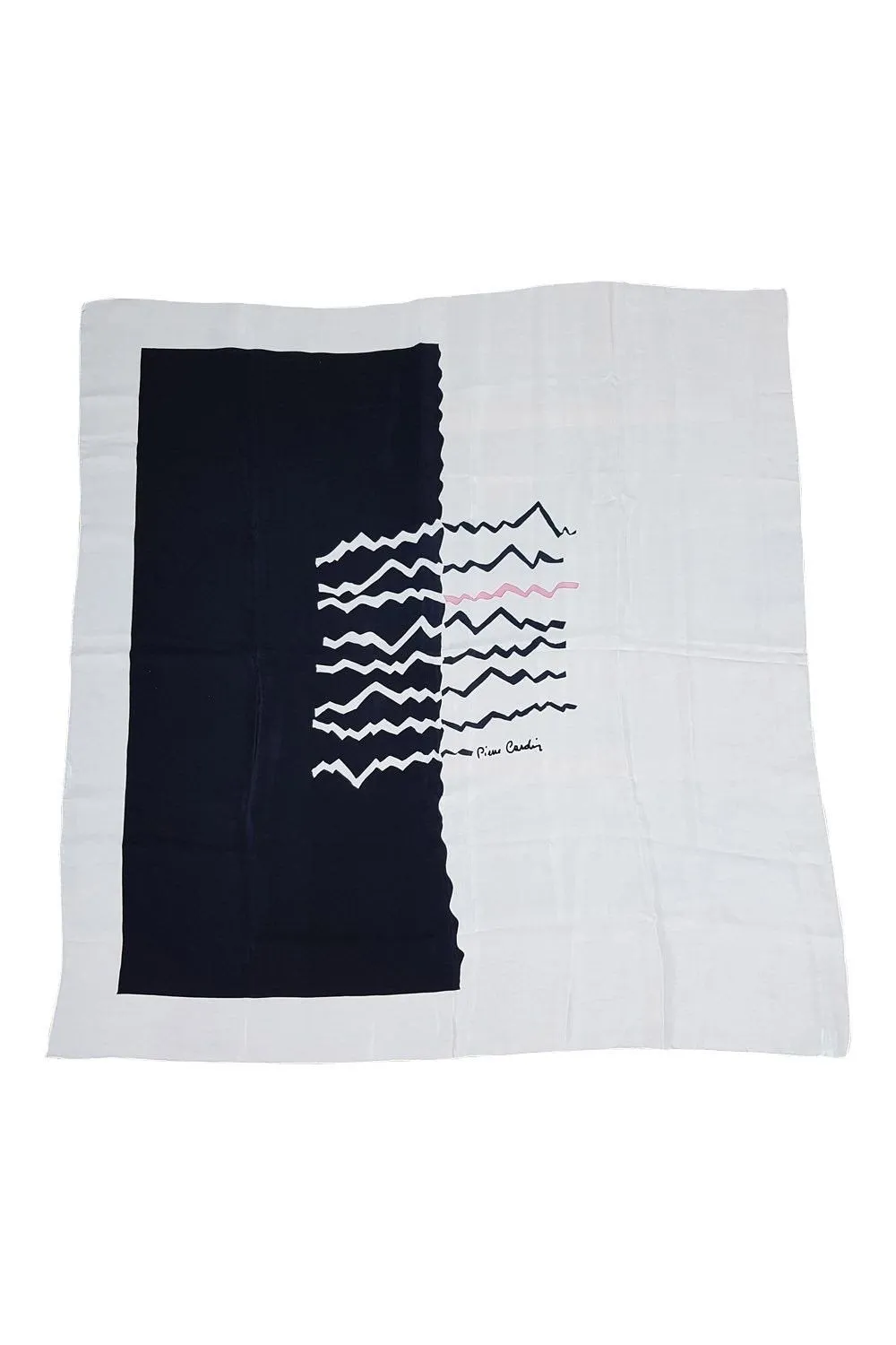 PIERRE CARDIN Geometric Black White and Pink Scarf 94cm