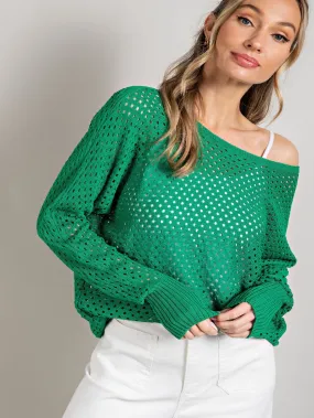 Pop Of Color Knit Sweater - Kelly Green