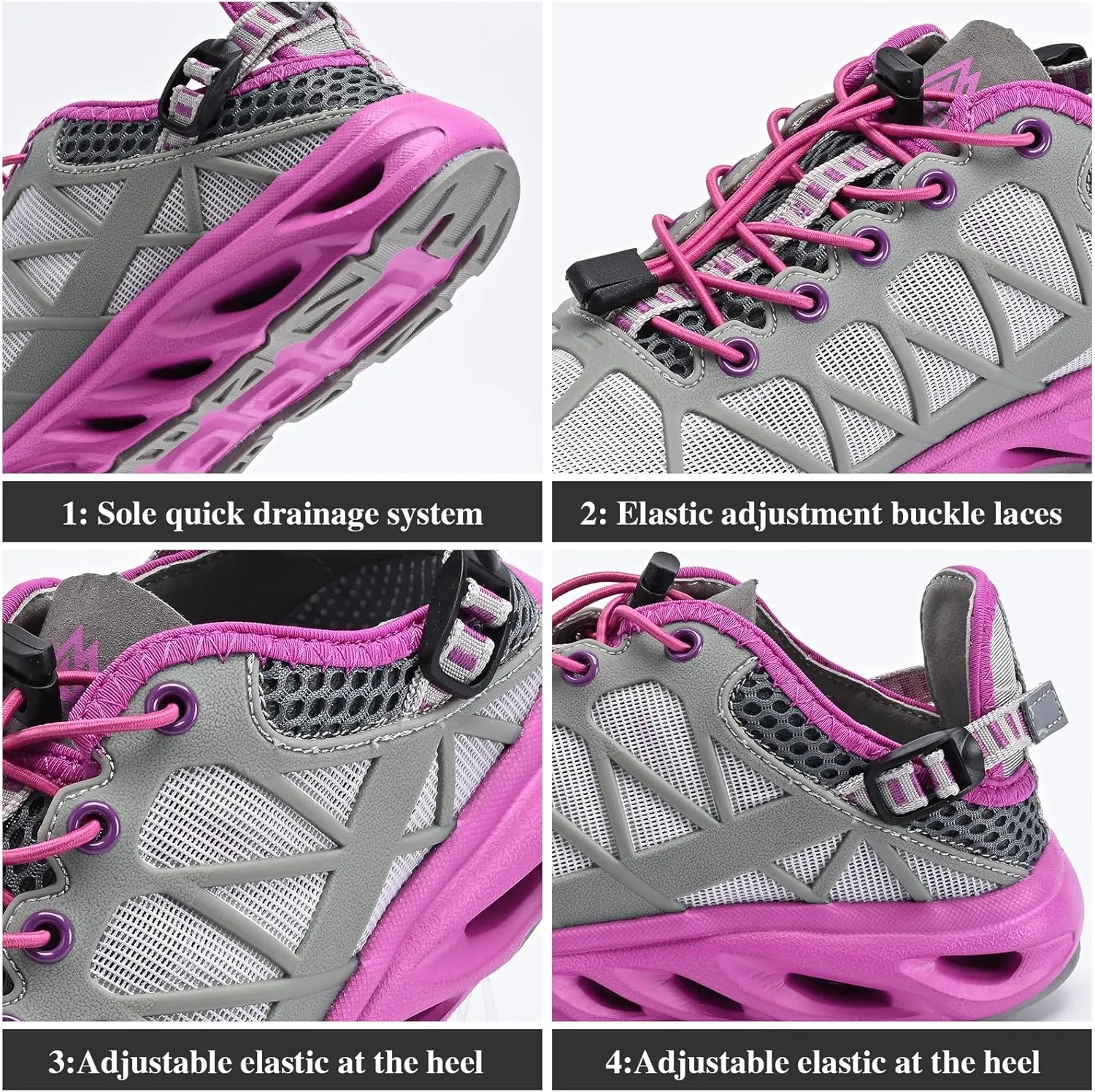 Queday Men's Women's Amphibious Water Shoes Closed Toe Hiking Sandals Summer Outdoor Water Sandal Non-Slip River Shoes Quick Drying Aqua Shoes