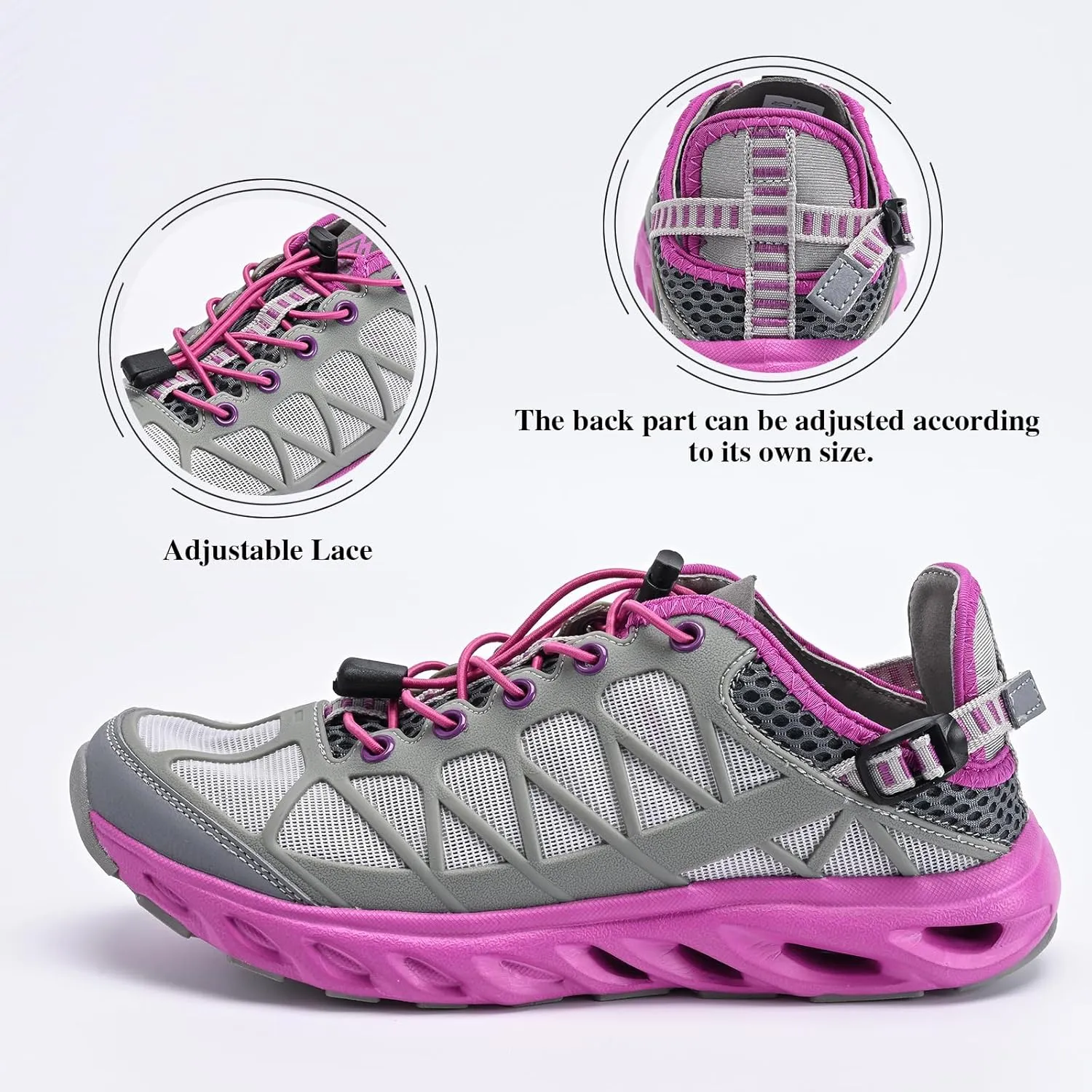 Queday Men's Women's Amphibious Water Shoes Closed Toe Hiking Sandals Summer Outdoor Water Sandal Non-Slip River Shoes Quick Drying Aqua Shoes
