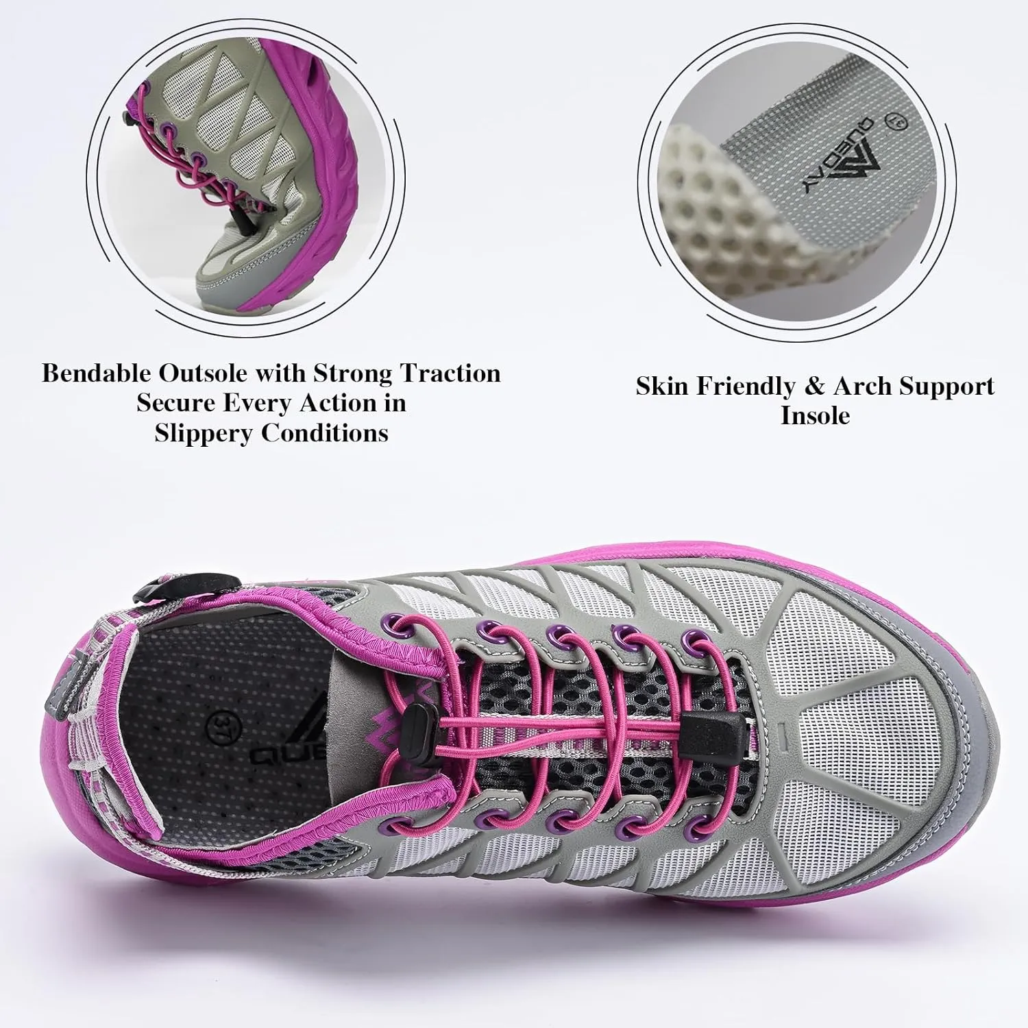 Queday Men's Women's Amphibious Water Shoes Closed Toe Hiking Sandals Summer Outdoor Water Sandal Non-Slip River Shoes Quick Drying Aqua Shoes