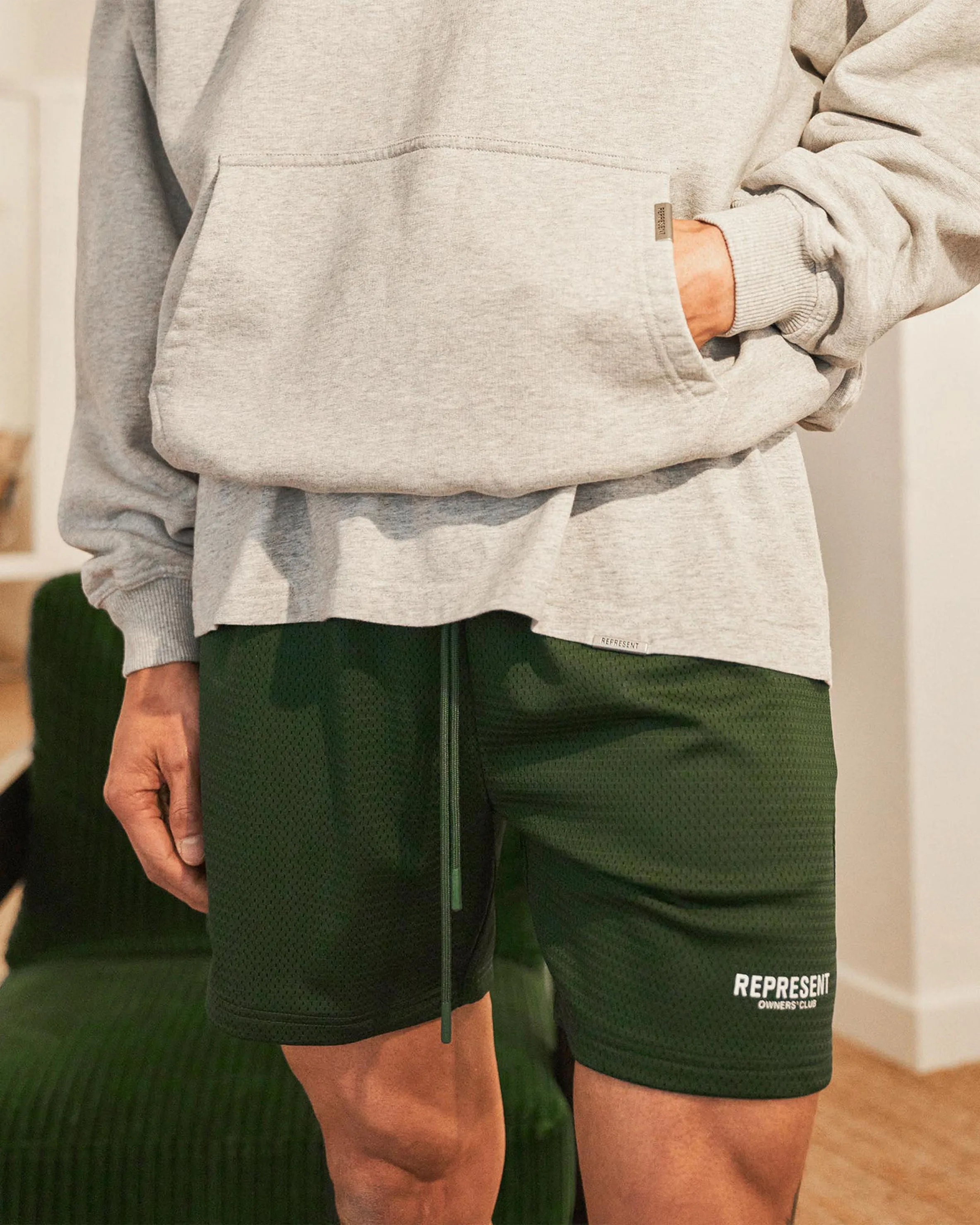 Mens Racing Green Owners Club Mesh Shorts - Lightweight, Breathable Sportswear for Active Lifestyle