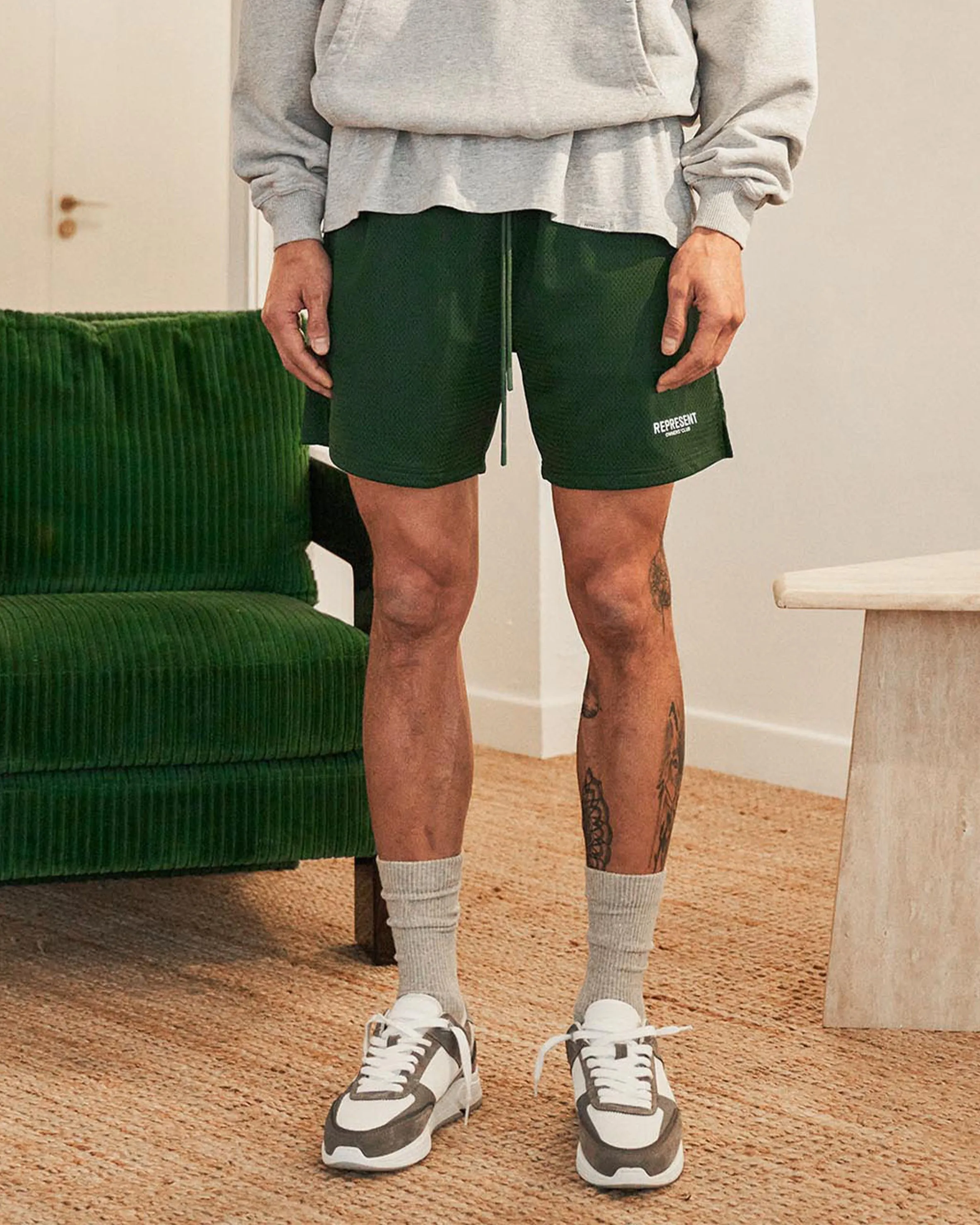 Mens Racing Green Owners Club Mesh Shorts - Lightweight, Breathable Sportswear for Active Lifestyle