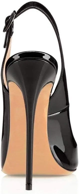 SAMMITOP Women's Peep Toe Pumps High Heels Stilettos Heeled Sandals Ankle Strap Slingback Sandals Sexy 4.7 Inch