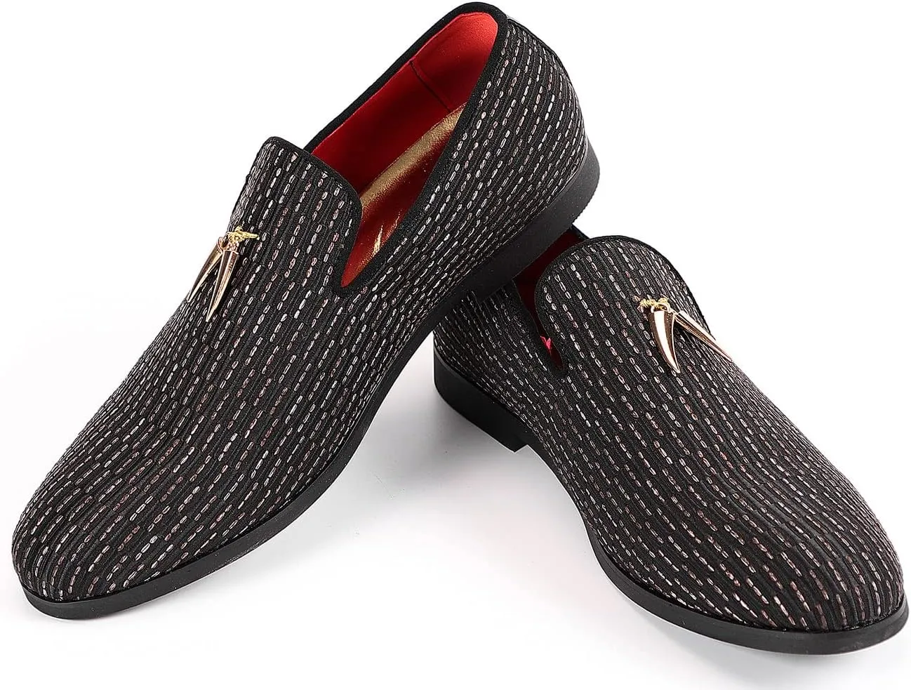 Santimon Mens Loafers Tassel Slip-On Wedding Prom Party Dress Shoes Smoking Slippers