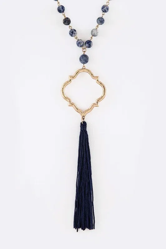 Silk Tassel Pendant Drop Necklace