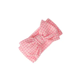 Sweet Eyelet Baby Headband in Gingham Pink