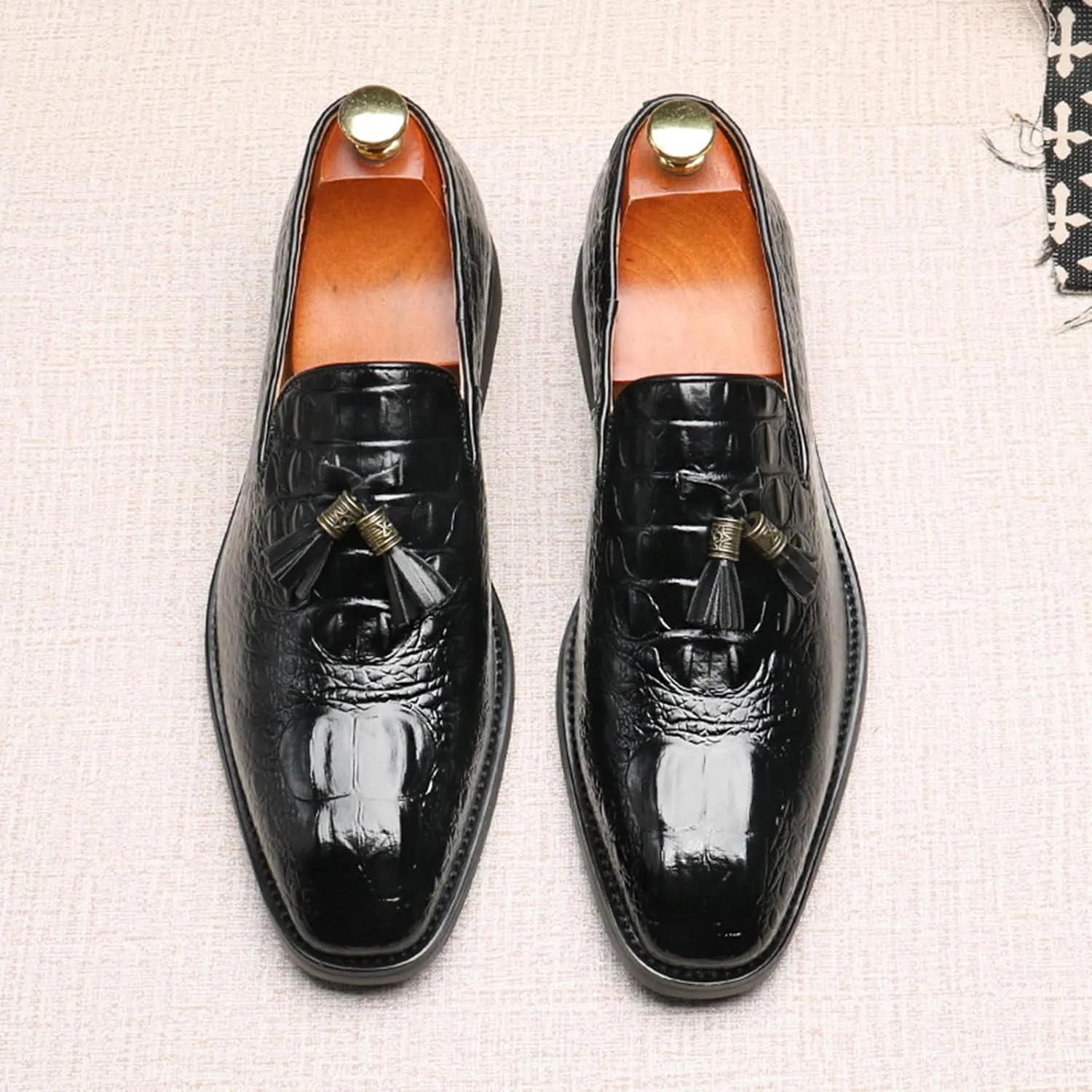 Tassel Loafer for Mens, Classic PU Leather Tassel Dress Shoes for Men