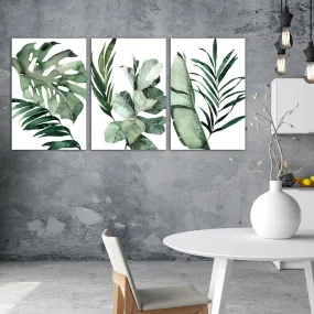 Watercolor Tropical Leaves Canvas Set
