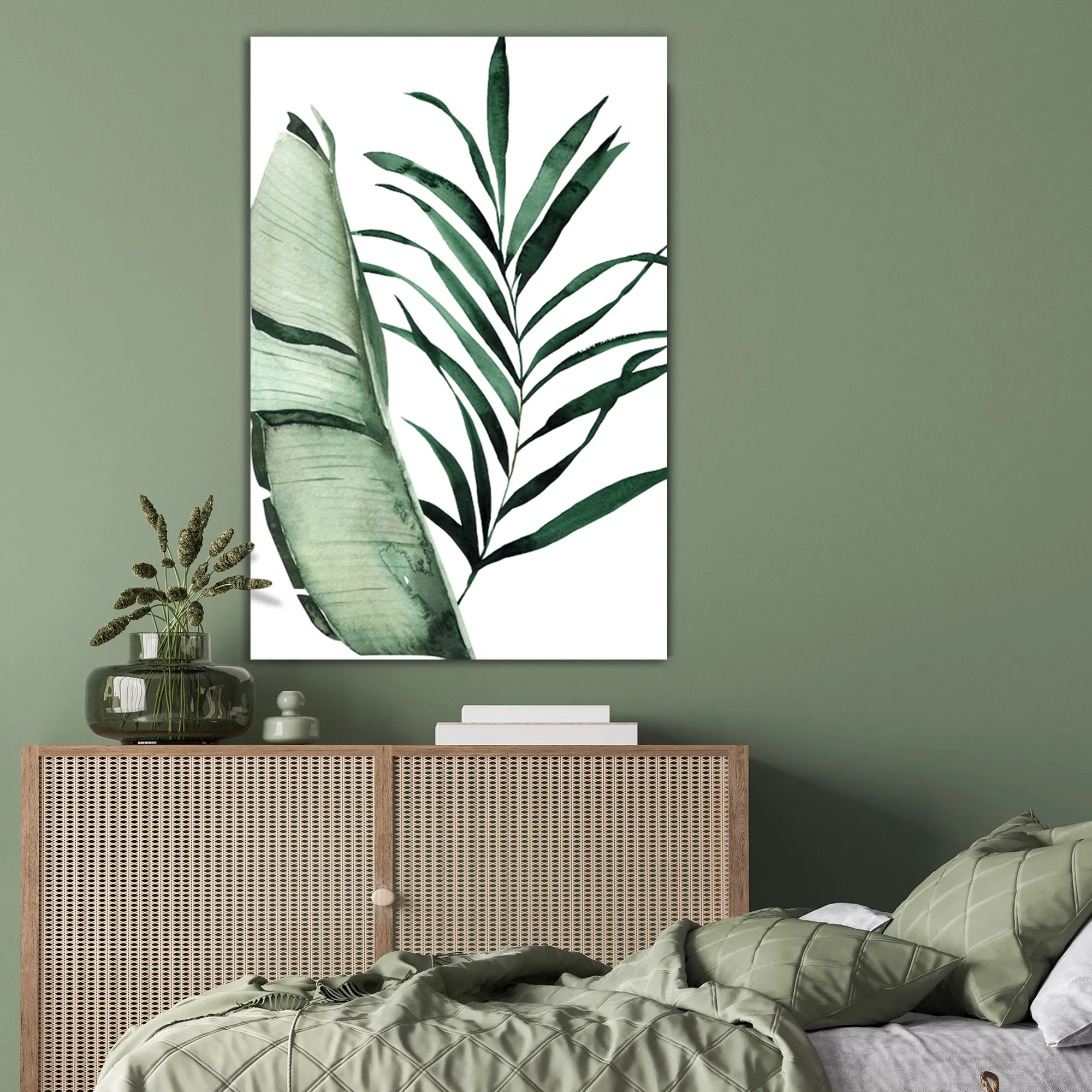 Watercolor Tropical Leaves Canvas Set