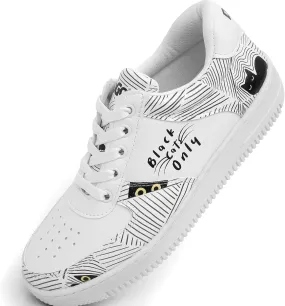 White Sneakers for Women - Handmade Women's Fashion Sneakers, Vegan Leather and Unique Design Dice Sneakers