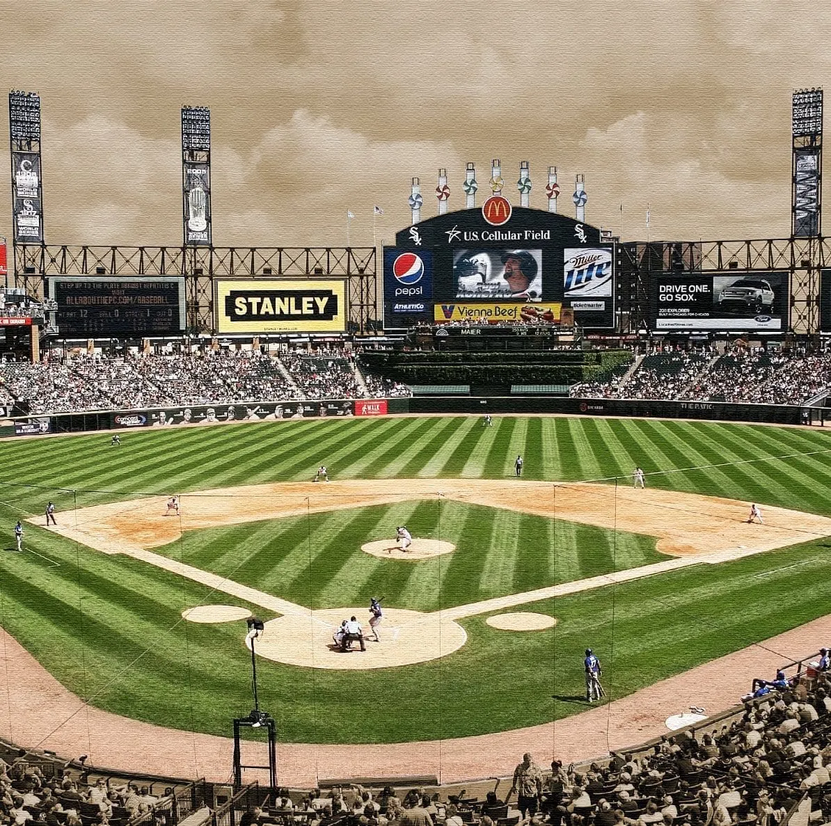 White Sox Stadium  Canvas Wall Art - 14x14