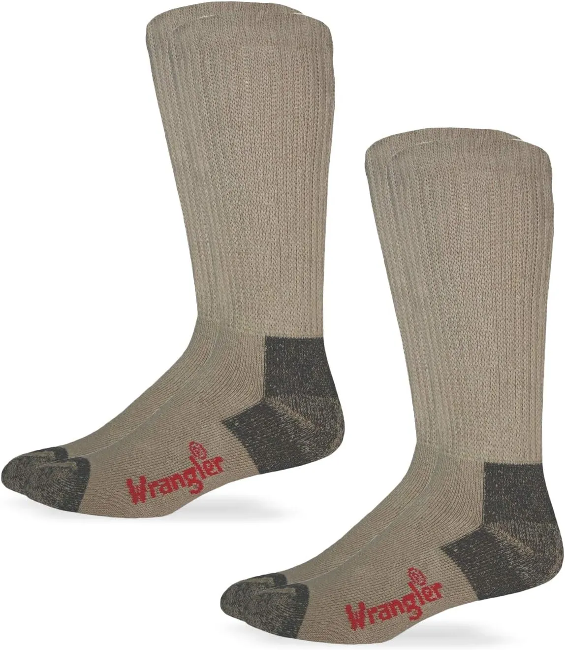 Wrangler Men's Riggs Non-Binding Smooth Toe Cushion Cotton Boot Socks (2 Pairs)