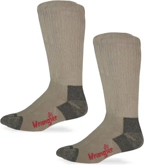 Wrangler Men's Riggs Non-Binding Smooth Toe Cushion Cotton Boot Socks (2 Pairs)