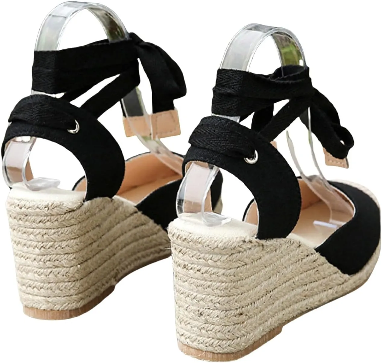 ZWRXW Womens Espadrilles Wedge Sandal Closed Toe Platform Sandals Platform Comfortable Soft Arch Support High Heels Wedge Sandals Ankle Strap Lace Up Summer Shoes